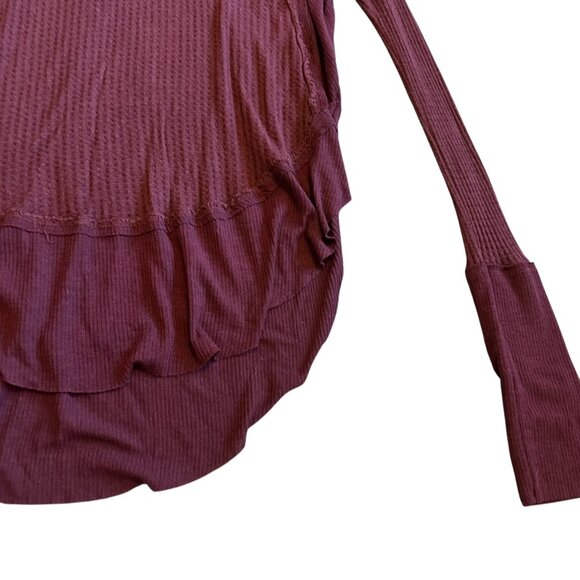 We The Free People Catalina High Low Thermal Long Sleeve Shirt Top Size Small - Picture 5 of 12